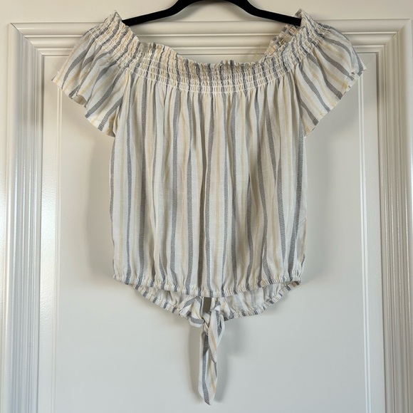 Mind Code Off-The-Should Striped Top - Picture 2 of 3